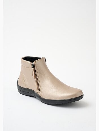 Low boots largeur confort zippés cuir fantaisie - Afibel