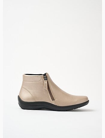 Low boots largeur confort zippés cuir fantaisie - Afibel