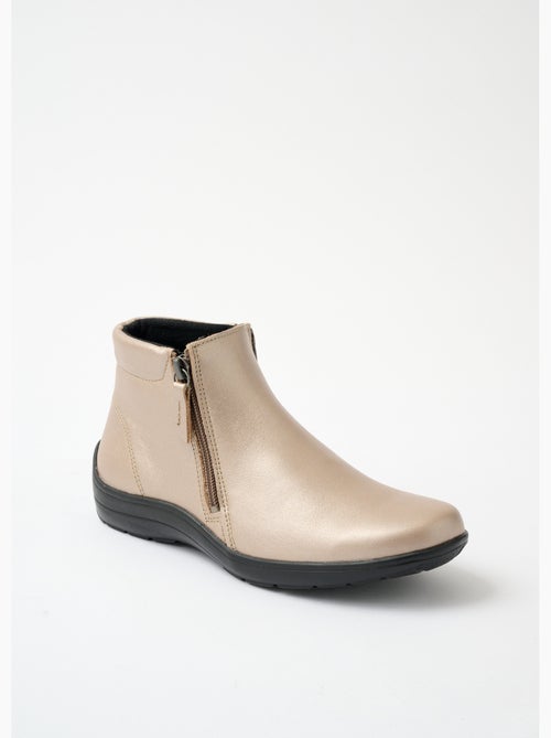 Low boots largeur confort zippés cuir fantaisie - Afibel - Kiabi