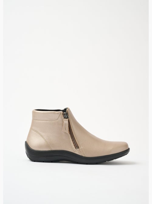 Low boots largeur confort zippés cuir fantaisie - Afibel - Kiabi