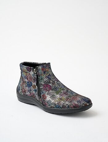 Low boots largeur confort zippés cuir fantaisie - Afibel