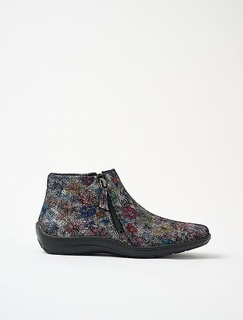Low boots largeur confort zippés cuir fantaisie - Afibel