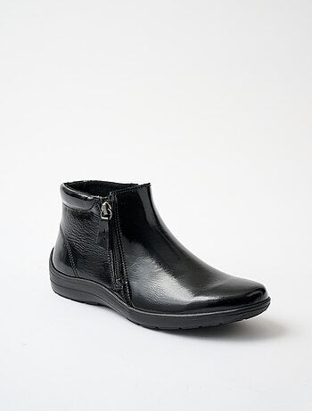 Low boots largeur confort zippés cuir fantaisie - Afibel