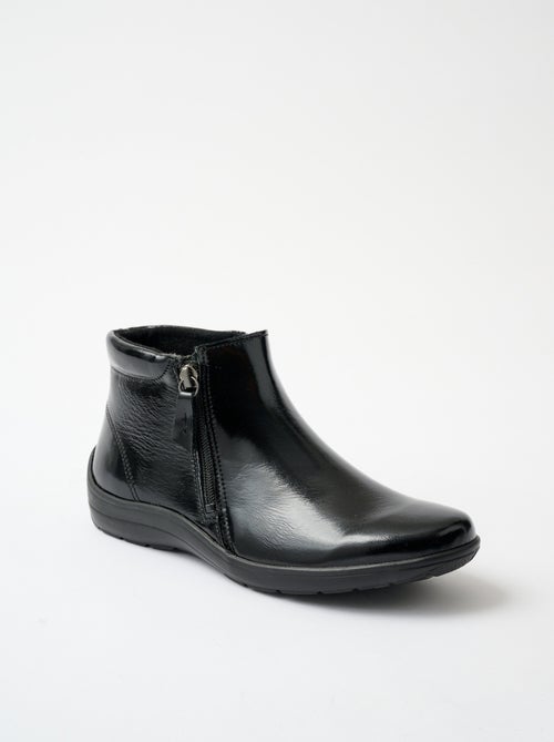 Low boots largeur confort zippés cuir fantaisie - Afibel - Kiabi