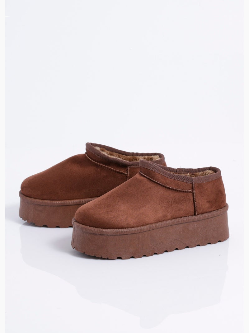 Low boots plateforme en suédine fourrées - AFIBEL Marron - Kiabi