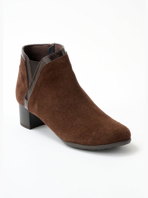 Low boots zippées largeur confort cuir - Afibel - Kiabi
