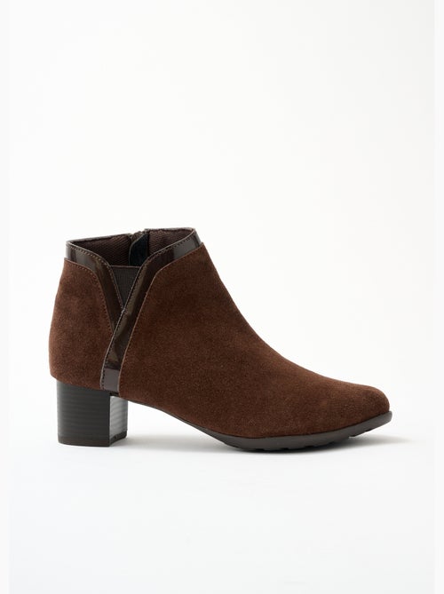 Low boots zippées largeur confort cuir - Afibel - Kiabi