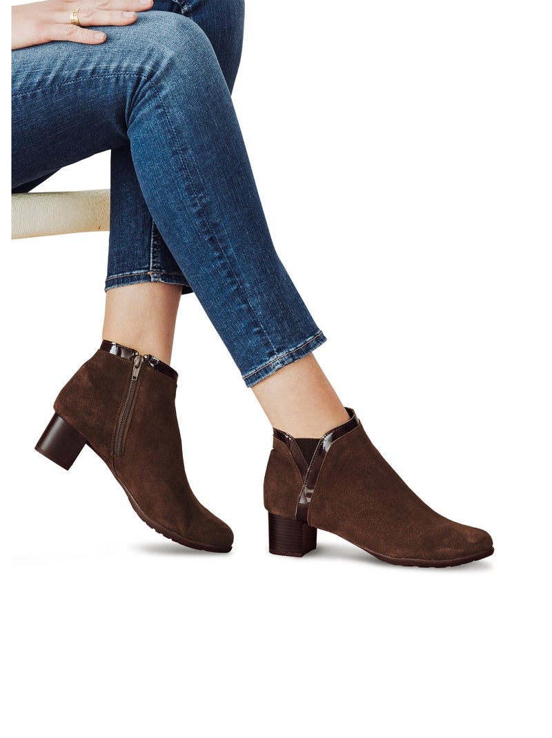 Low boots zippées largeur confort cuir - Afibel Marron - Kiabi