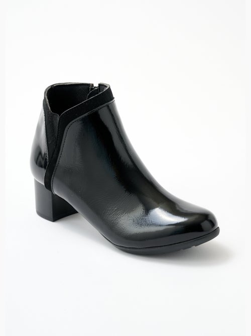 Low boots zippées largeur confort cuir - Afibel - Kiabi