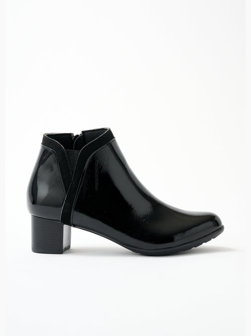 Low boots zippées largeur confort cuir - Afibel - Kiabi