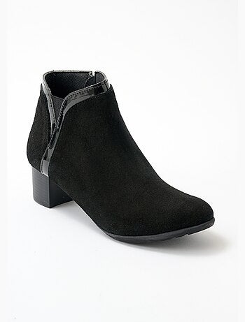 Low boots zippées largeur confort cuir