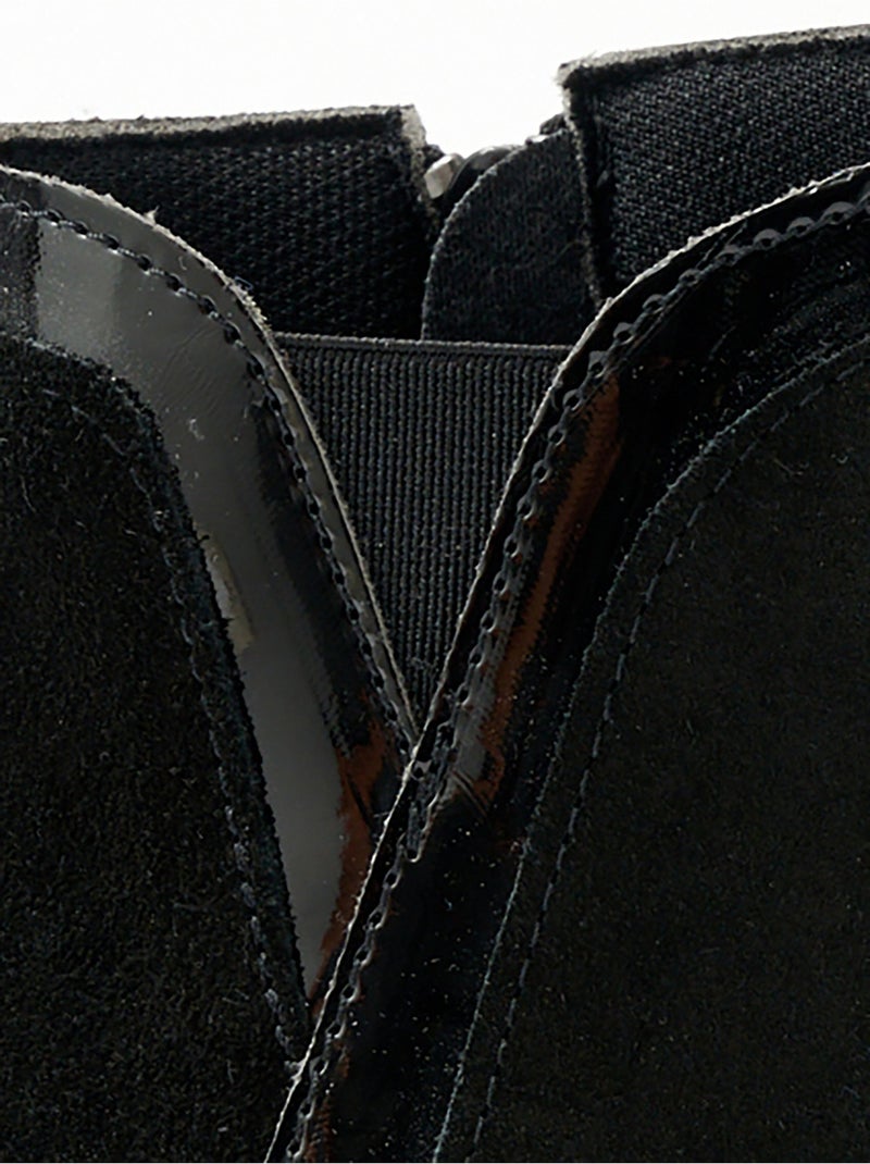 Low boots zippées largeur confort cuir Gris Argenté Noir - Kiabi