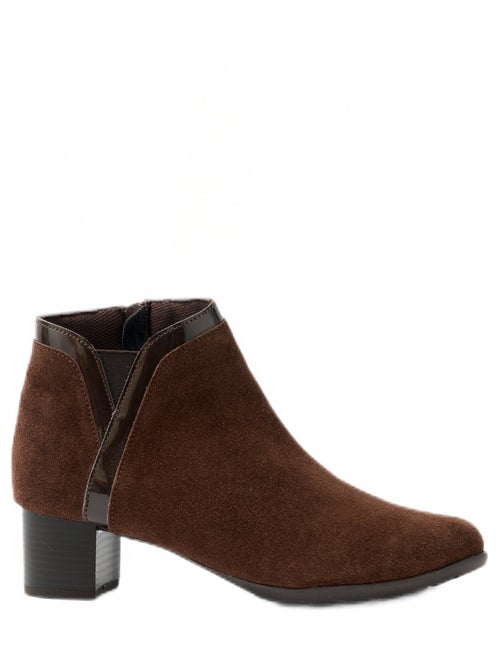 Low boots zippées largeur confort cuir - Kiabi