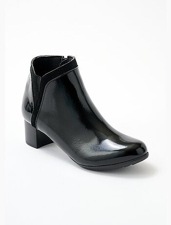 Low boots zippées largeur confort cuir