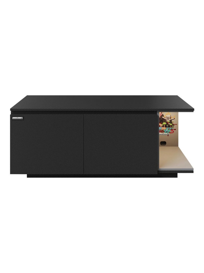 Lowboard 2 portes et compartiment avec LED 'Roba' - Minecraft Noir Multicolore - Kiabi