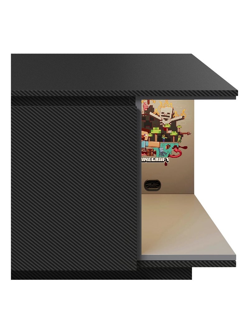 Lowboard 2 portes et compartiment avec LED 'Roba' - Minecraft Noir Multicolore - Kiabi