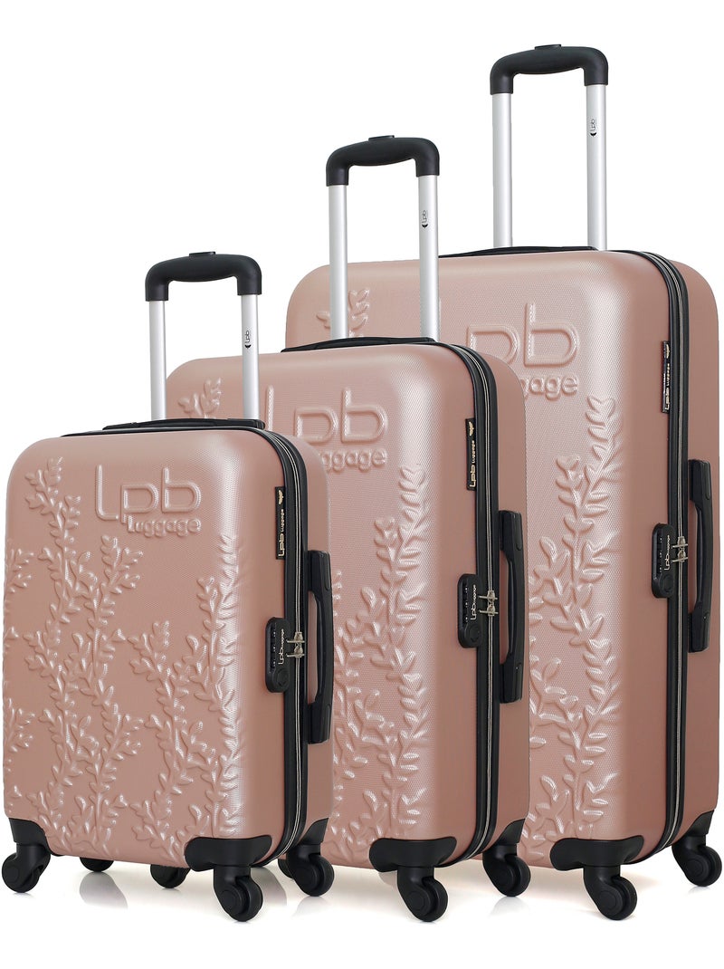 LPB LUGGAGE - Set de 3 Valises NAIS 75 cm 4 Roues Rose Métal - Kiabi