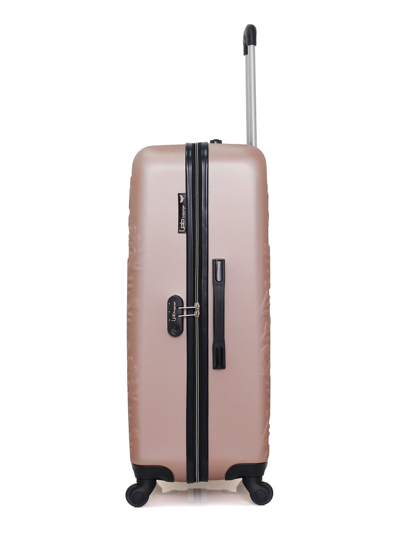 LPB LUGGAGE - Set de 3 Valises NAIS 75 cm 4 Roues Rose Métal - Kiabi