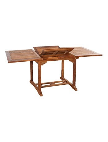 LUBOK - Salon de jardin extensible avec table rectangle 6 places en teck huilé