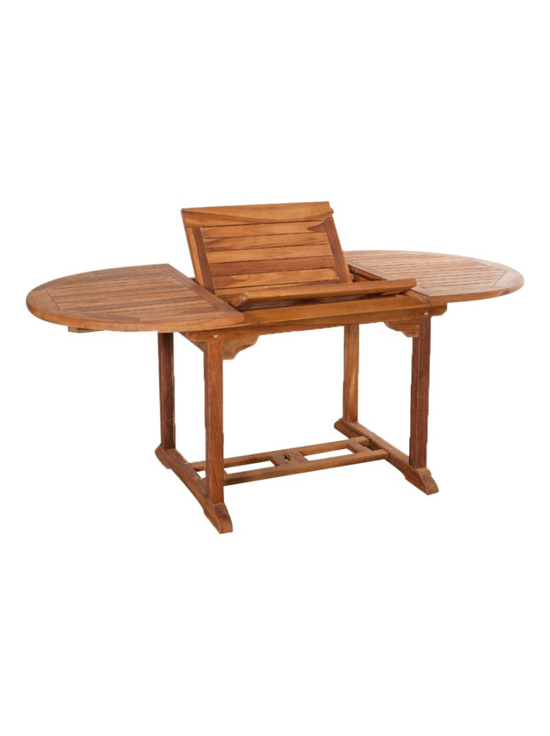 LUBOK Salon de jardin Teck huilé 6 pers - Table ovale 4 chaises 2 fauteuils Marron - Kiabi