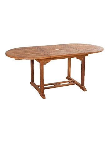 LUBOK Salon de jardin Teck huilé 6 personnes - Table ovale + 6 chaises