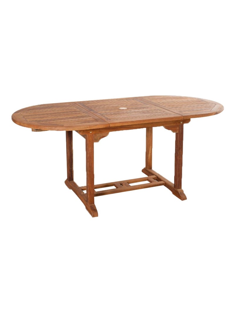 LUBOK Salon de jardin Teck huilé 6 personnes - Table ovale + 6 chaises Marron - Kiabi