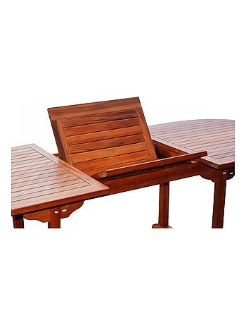 Lubok : Salon de jardin Teck huilé 8 personnes - Table ovale + 6 chaises + 2 fauteuils