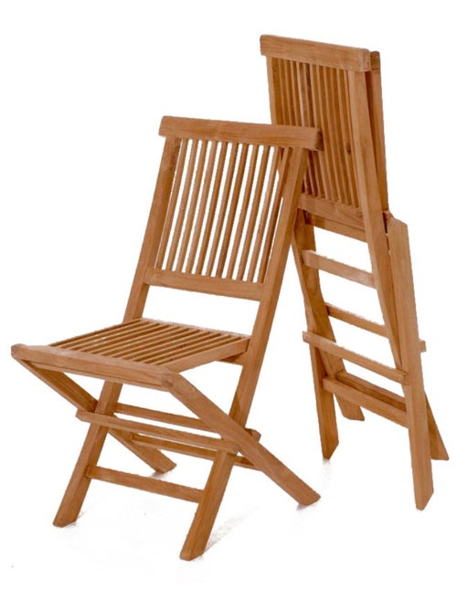 LUBOK Salon de jardin Teck huilé 8 personnes - Table ovale + 8 chaises - Kiabi