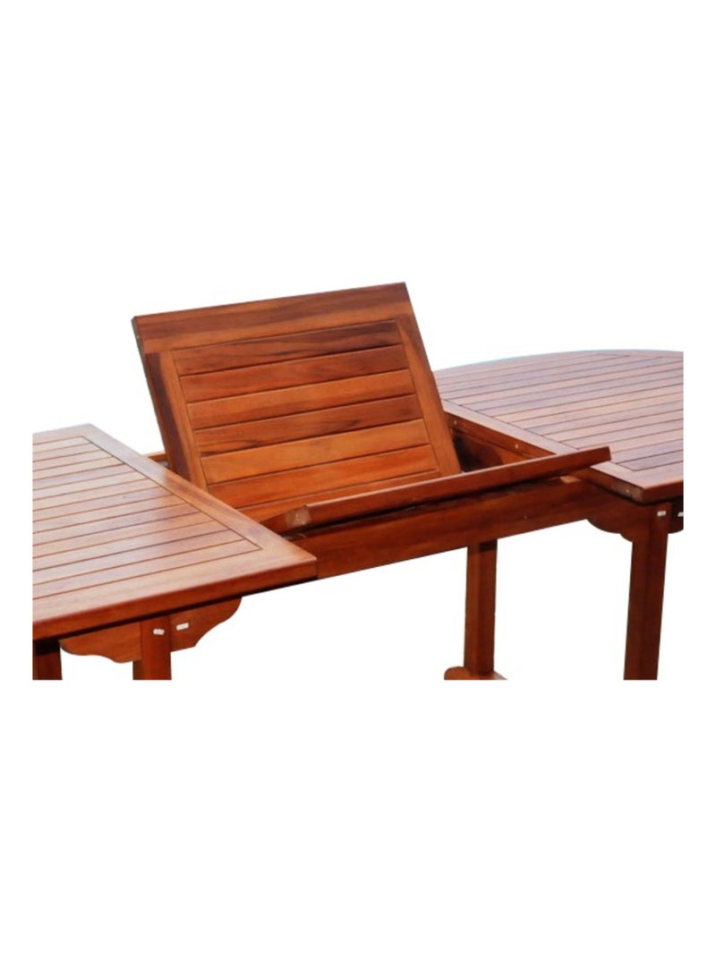 LUBOK Salon de jardin Teck huilé 8 personnes - Table ovale + 8 chaises Marron - Kiabi