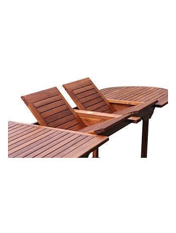 LUBOK Table de jardin ovale 10 places et 10 chaises en teck huilé