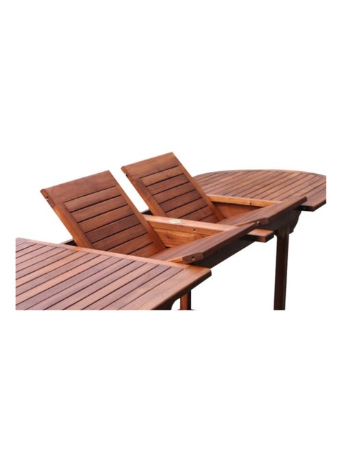 LUBOK Table de jardin ovale 10 places et 10 chaises en teck huilé - Kiabi