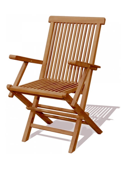 LUBOK Table de jardin ovale 6 chaises et 2 fauteuils en teck huilé - Kiabi