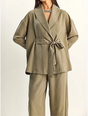 Lucci ensemble taille haute avec détail nœud et col châle