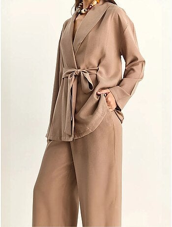Lucci ensemble taille haute avec détail nœud et col châle