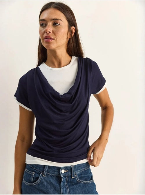 Lucci t-shirt femme à col bénitier et manches courtes - Kiabi Lucci t-shirt femme à col bénitier et manches courtes - Kiabi