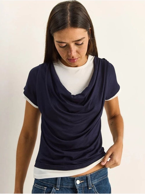Lucci t-shirt femme à col bénitier et manches courtes - Kiabi Lucci t-shirt femme à col bénitier et manches courtes - Kiabi