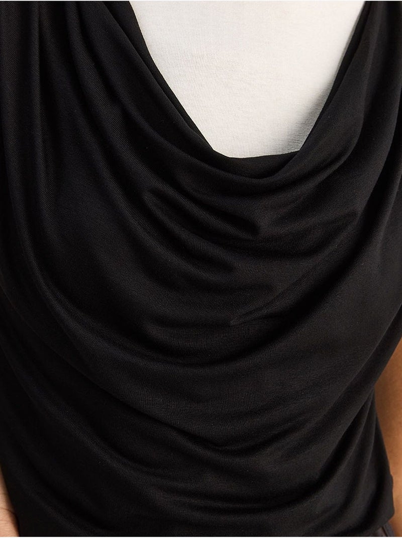 Lucci t-shirt femme à col bénitier et manches courtes Noir - Kiabi