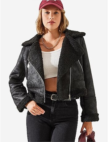 Lucci veste aviateur courte en simili cuir