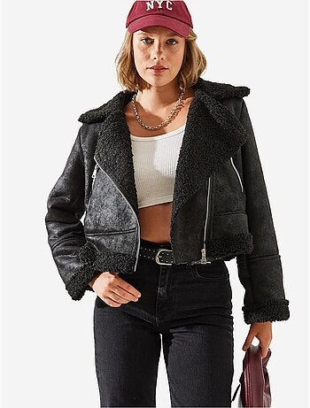 Lucci veste aviateur courte en simili cuir