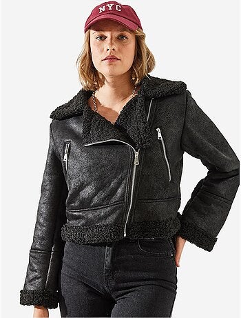 Lucci veste aviateur courte en simili cuir