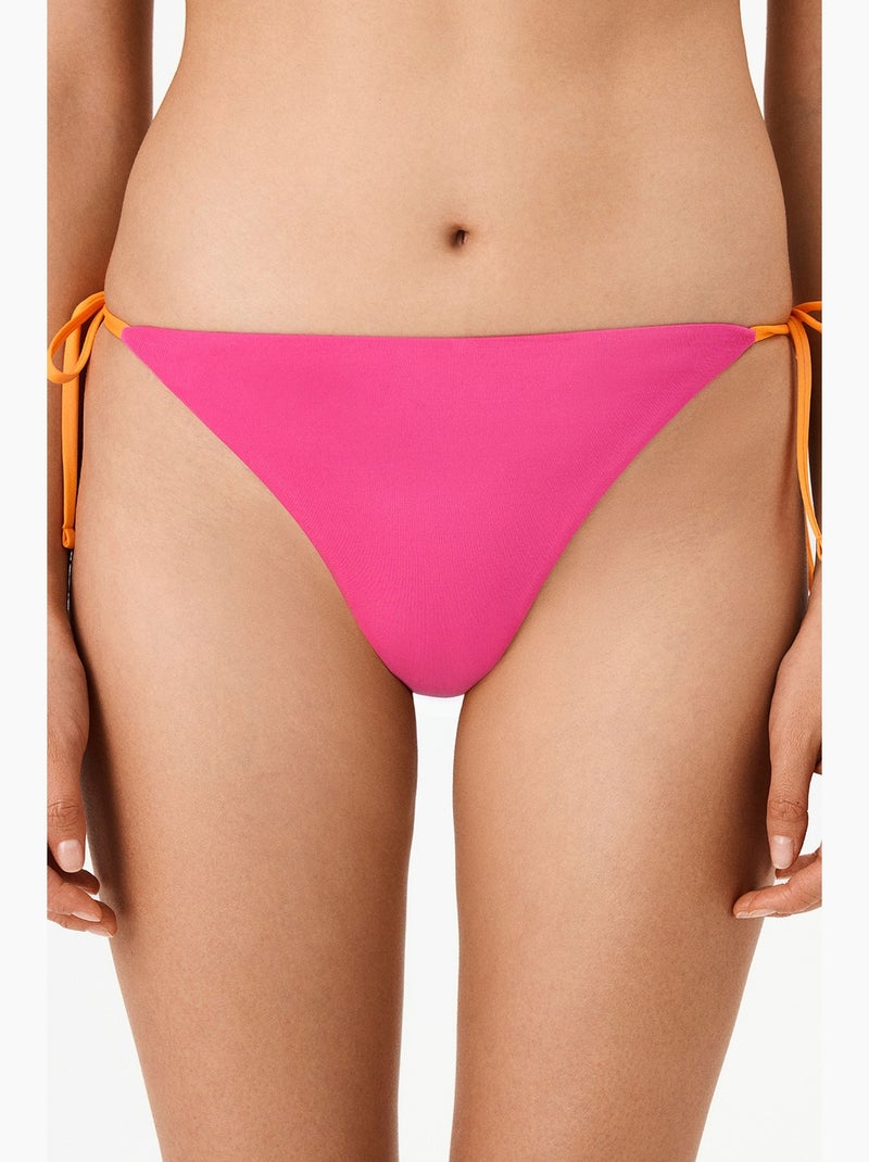 Lucilla bas de bikini taille mi-haute penti Rose fluo/Solinotes - Kiabi