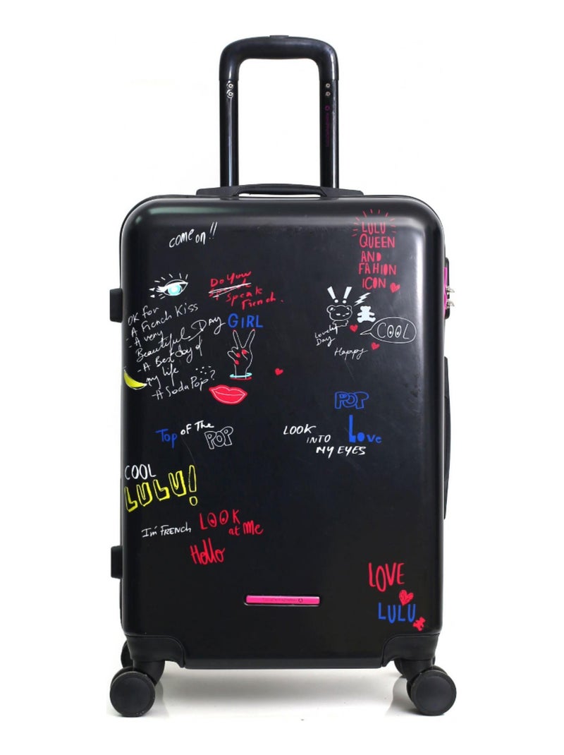 LULU CASTAGNETTE  - Valise Cabine ABS/PC GRAFITI 4 Roues 55 cm Noir - Kiabi