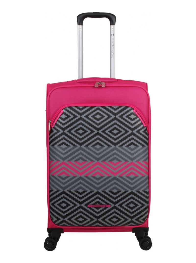 LULU CASTAGNETTE - Valise Cabine  DIAMOND 55cm Rose fushia - Kiabi