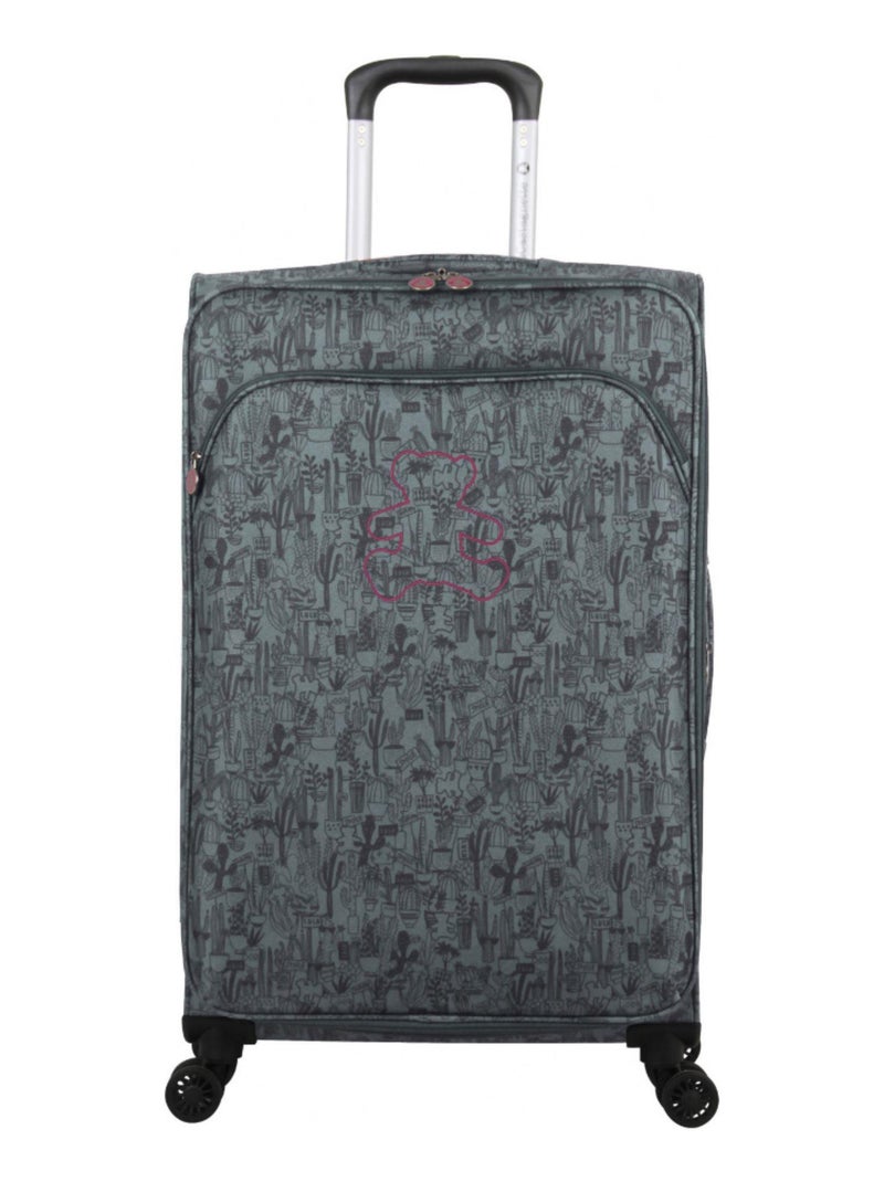 LULU CASTAGNETTE  - Valise Cabine POLYESTER CACTUS 4 roues 57 cm Gris - Kiabi