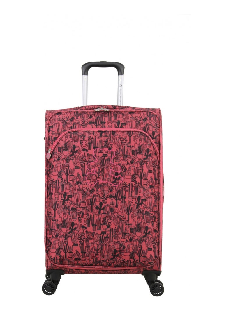 LULU CASTAGNETTE  - Valise Cabine POLYESTER CACTUS 4 roues 57 cm Rose - Kiabi
