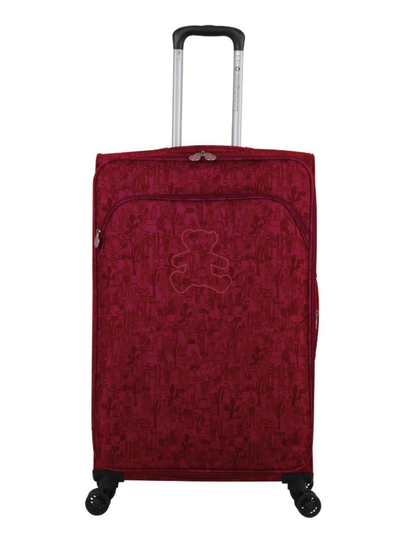 LULU CASTAGNETTE  - Valise Cabine POLYESTER CACTUS 4 roues 57 cm Rose fushia - Kiabi