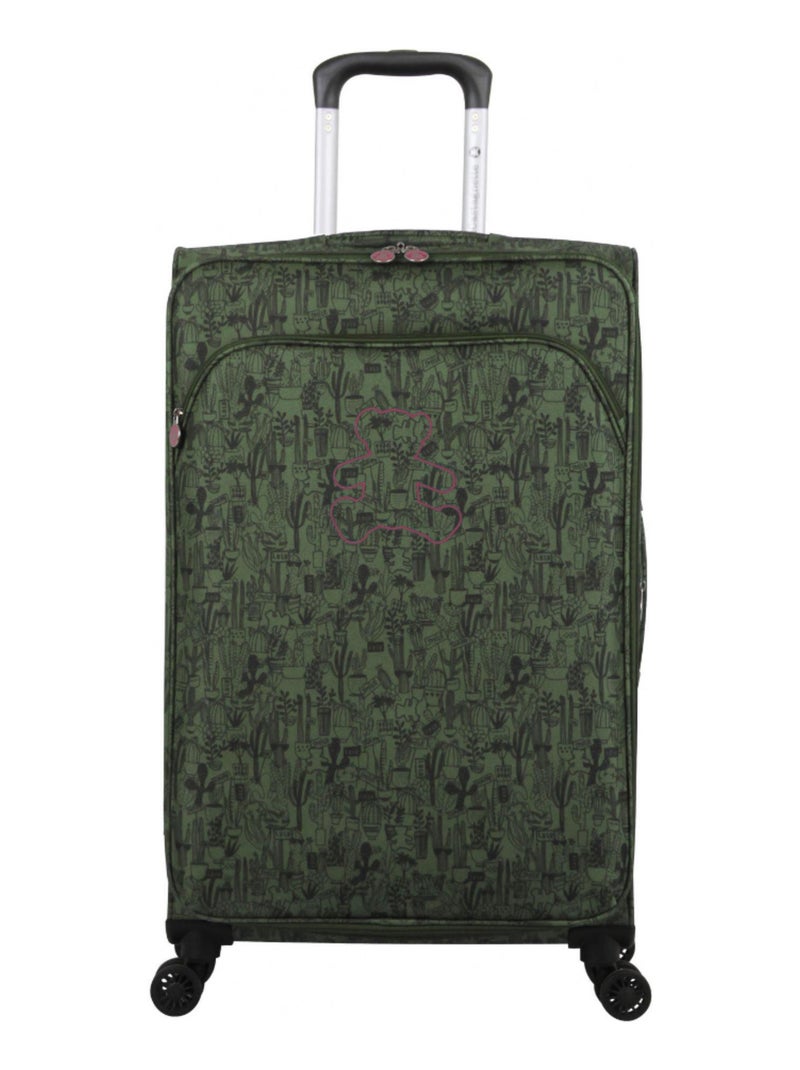 LULU CASTAGNETTE  - Valise Cabine POLYESTER CACTUS 4 roues 57 cm Vert kaki - Kiabi