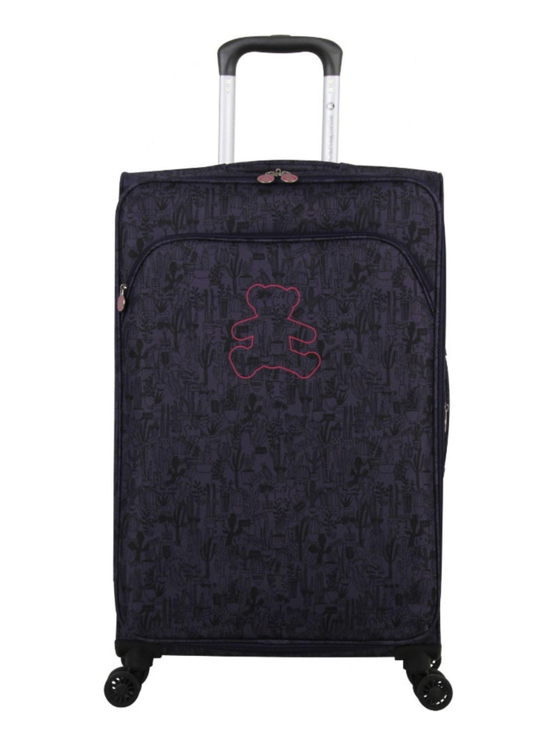 LULU CASTAGNETTE  - Valise Cabine POLYESTER CACTUS 4 roues 57 cm Violet - Kiabi