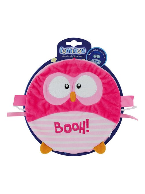 Luminou booh doudou chouette rose peluche lumineuse naturelle fonctionne sans pile  et  22 cm - Kiabi