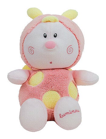 Luminou papillou rose peluche lumineuse naturelle fonctionne sans pile et 27 cm